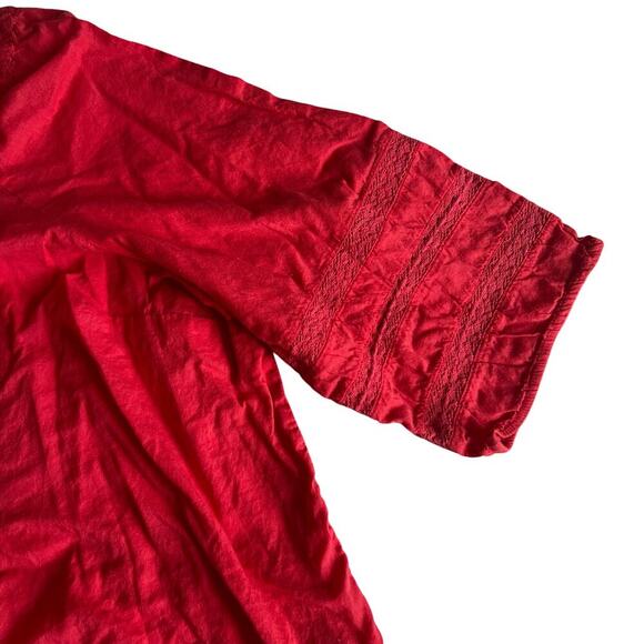 Catherines Women’s 3X Orange Red Boho Peasant Blouse Tunic Top Pintuck Lace - Picture 4 of 8